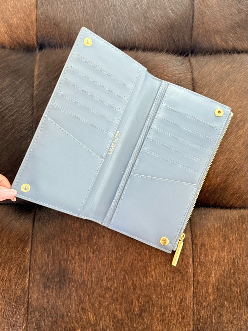Dagne Dover Light Blue Zip-Around Continental Wallet